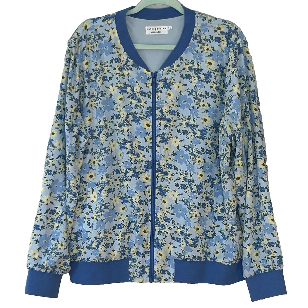 Kate Spade New York Blue Floral Bomber Jacket
